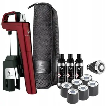Sistem për verë Coravin Timeless Model Six, set ruajtës dhe hapës, burgundy