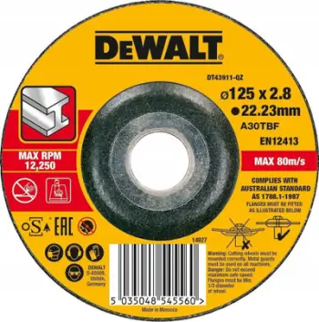 Disk prerës për metal Dewalt DT43911-QZ, 125mm, 2.8mm, i zi