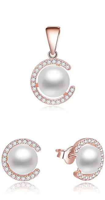Set Pendant dhe vathë për femra Beneto AGSET285P-ROSE, të artë rozë