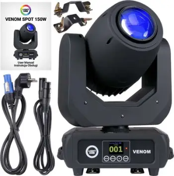 Reflektor lëvizës Light4Me Moving Head Spot, LED 150W, kontroll DMX, i zi