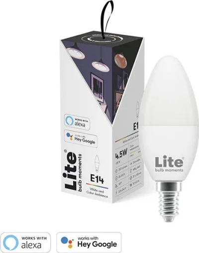 Llambë inteligjente LED Lite Bulb Moments E14, 4.5W, dritë e bardhë dhe me ngjyra, e bardhë - 1