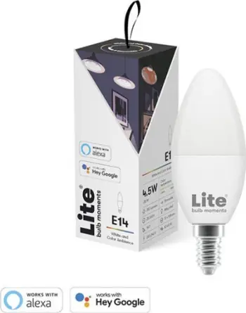 Llambë inteligjente LED Lite Bulb Moments E14, 4.5W, dritë e bardhë dhe me ngjyra, e bardhë