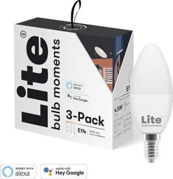Llambë inteligjente LED Lite Bulb Moments, set 3 copë, 4.5W E14, dritë e bardhë dhe shumëngjyrëshe, e bardhë