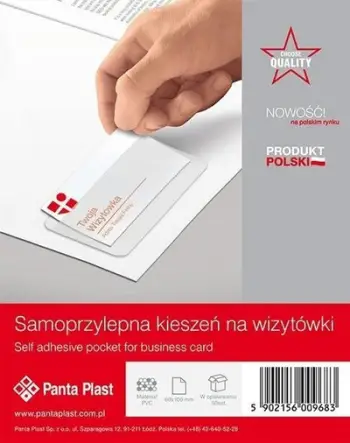 Xhep vetëngjitës për kartvizita Panta Plast, 100 x 60 mm, set 10 copë, transparent