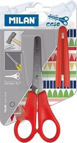 Gërshërë shkollore Milan School, 14.7cm, me kapak mbrojtës, ngjyra të përziera