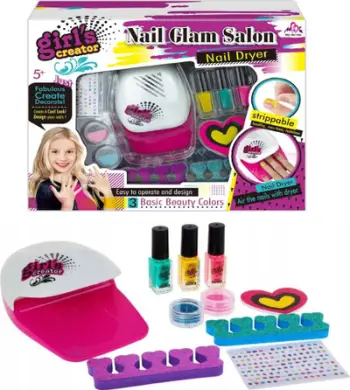 Set për dekorim thonjsh Nail Decoration Set, 3 llakë, llampë tharëse, shumëngjyrësh