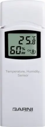 Sensor wireless GARNI 092H, për temperaturë dhe lagështi, me ekran