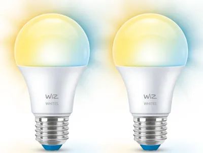 Llambë inteligjente WiZ A60, 60W ekuivalent, E27, dritë e bardhë, set 2 copë - 1
