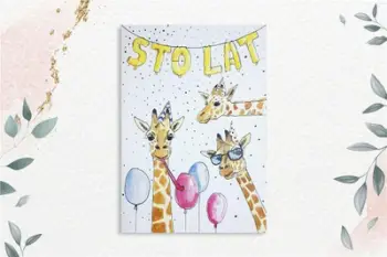 Kartolinë HENRY A5 Giraffes, me zarf, dizajn i artë