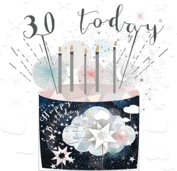 Kartolinë katrore me zarf Birthday 30 Candles, për ditëlindjen e 30-të