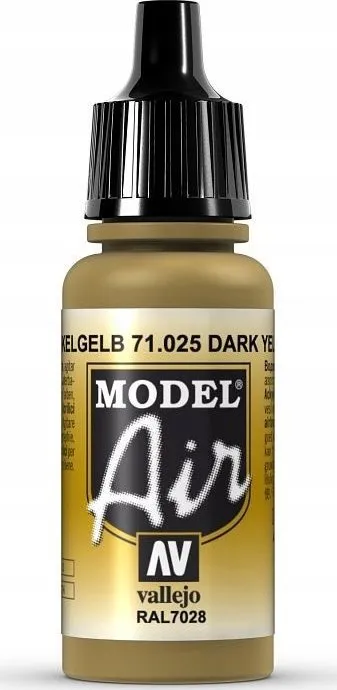 Bojë akrilike Vallejo Model Air Dark Yellow, mat, 17ml, e verdhë e errët - 1