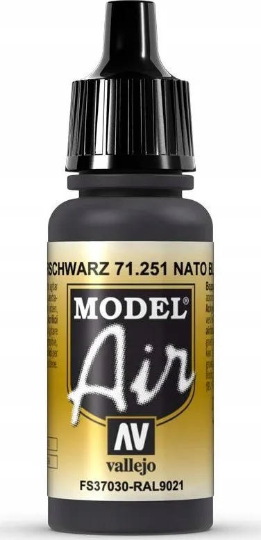 Bojë akrilike Vallejo Model Air NATO Black, mat, 17ml, e zezë - 1