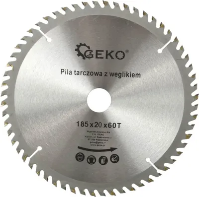Disk sharrë rrethore GEKO 185mm, 60 dhëmbë karbid, vrimë 20mm - 1