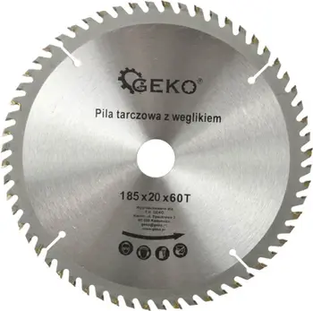 Disk sharrë rrethore GEKO 185mm, 60 dhëmbë karbid, vrimë 20mm
