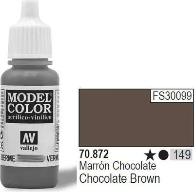 Bojë akrilike Vallejo Model Color Chocolate Brown, 17ml, kafe e errët - 1