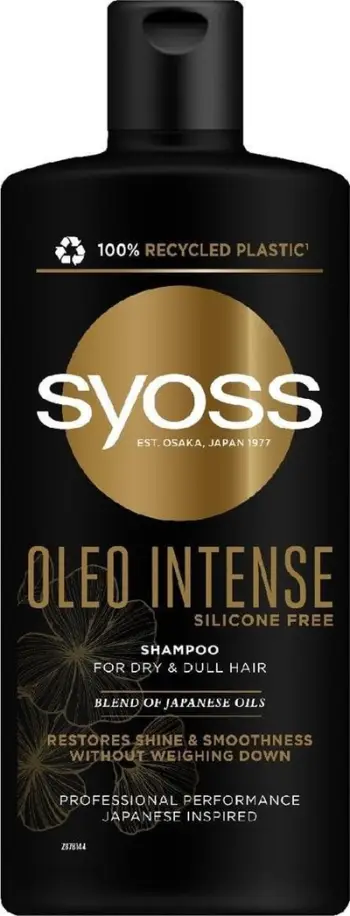 Shampo Syoss Intense Oleo, për shkëlqim dhe butësi flokësh, 440ml