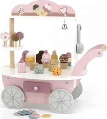 Dyqan loje prej druri Viga Toys PolarB 3 në 1, aksesorë akullore dhe ëmbëlsira, shumëngjyrësh