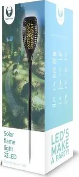 Llambë kopshti diellore Forever Light Solar LED Torch, 33 LED, efekt flake zjarri, IP65, e zezë