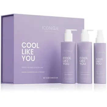 Set për flokë ICONIQUE Professional Cool Like You, shampo, 250 ml + balsam, 250 ml + trajtues pa shpërlarje, 150 ml