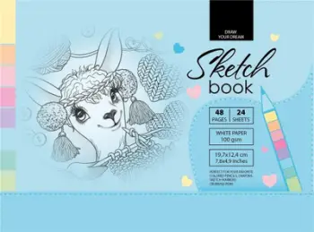 Sketchbook TW FRESH, 197x124mm, 48 fletë, 100g, i bardhë
