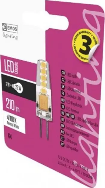 Llambë LED EMOS Classic JC, 2W, bazë G4, dritë neutrale e bardhë