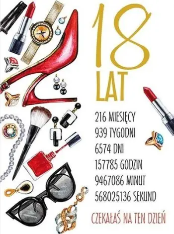 Kartolinë Party Sticker Card B6, me zarf, dizajn nr. 10, ditëlindja e 18-të