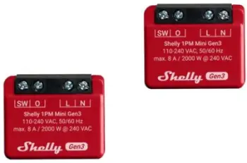 Rele inteligjente Shelly 1PM Mini Gen3, 1 kanal, 8A, WiFi dhe Bluetooth