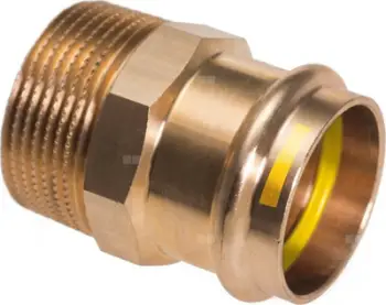 Fiting bakri për gaz Vario Profi, 15mm, filetë mashkullore 1/2", i verdhë