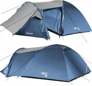 Çadër kampingu NILS CAMP Trekker NC6012, tunel për 4 persona, blu gri