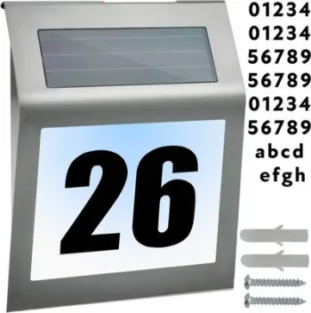 Numër shtëpie solar Izoxis 24357, me LED, çelik inox, argjendtë