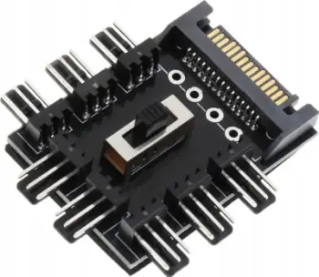 Hub kontrollues për flladitës dhe RGB Barrow, 7 porta, PWM 3 pin 4 pin, i zi