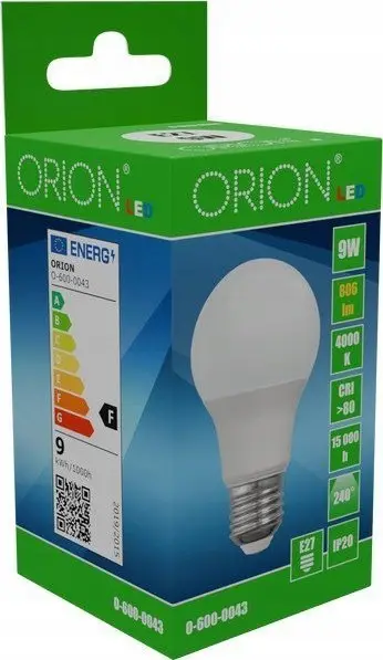 Llambë LED Orion 9W, 806lm, sokël E27, e bardhë neutrale