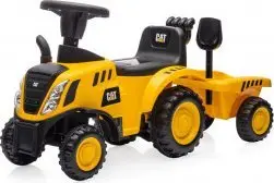 Traktor lodër Milly Mally CAT Vehicle, ride on, me rimorkio, i verdhë