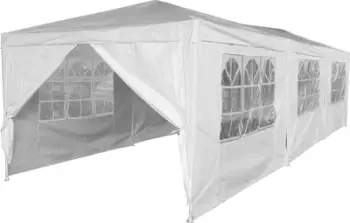 Çadër kopshti Saska Garden Party Tent, 9x3 m, 8 mure anësore, e bardhë