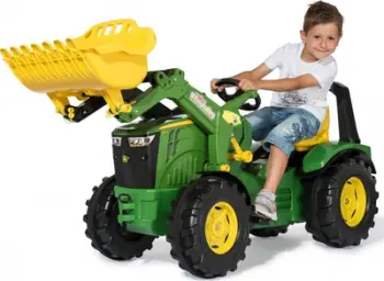 Traktor me pedale Rolly Toys John Deere X-Trac Premium, me kovë, rrota silent