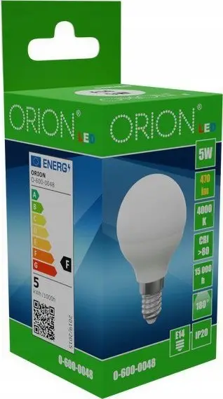 Llambë LED Orion G45, 5W, 470lm, sokëll E14