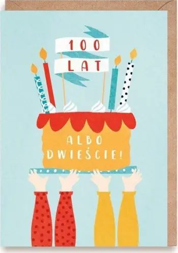 Kartolinë urimi Cardie Birthday 100 Years or Two Hundred, format A6, letër satine FSC, me zarf kafe ekologjik
