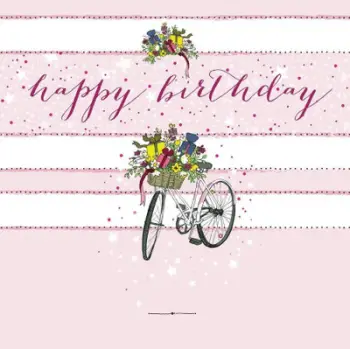 Kartolinë urimi Clear Creations CL0202 Birthday Bicycle, katrore, me kristal Swarovski