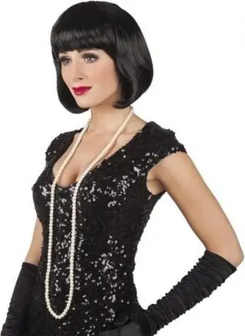 Parukë Boland Cabaret, gjatësi mesatare bob, flokë sintetikë, e zezë