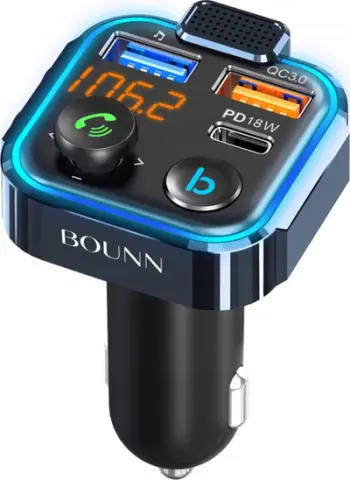 Transmetues Bluetooth FM për makinë Bounn BT23, MP3, 3x USB QC 3.0, RGB