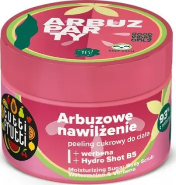 Skrab trupi Tutti Frutti Moisturizing Sugar Body Scrub Watermelon &amp; Verbena, hidratues, 300g