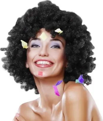 Paruke Mega Afro Wig, stil afro, gjatësi 30 cm, e zezë