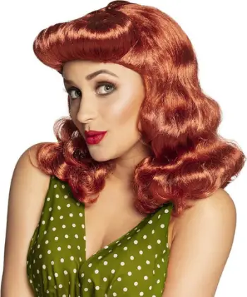 Parukë kostumi Widmann Pin Up 50s, gjatësi mesatare, fibra sintetike, e kuqe