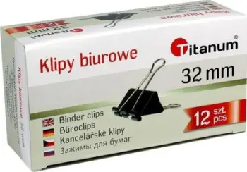 Kapëse letrash Titanum Office Clips, 32mm, 12 copë, të zeza