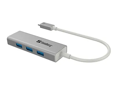 Hub USB Sandberg USB C to 3xUSB 3.0, me PD, gri - 1