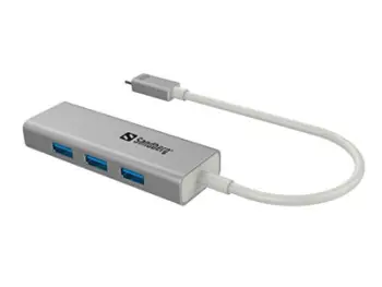 Hub USB Sandberg USB C to 3xUSB 3.0, me PD, gri