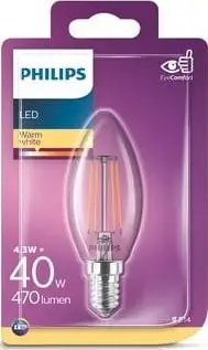 Llambë LED Philips 76307700 E14 qiri, 4.3W 40W, 3000K, e bardhë e ngrohtë