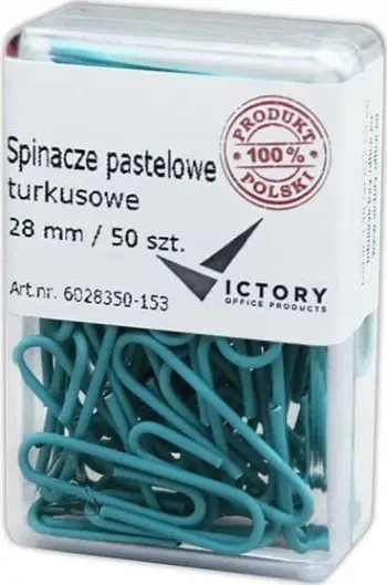 Kapëse letrash Victory Office Product, 28mm, 50 copë, pastel turquoise