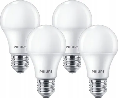 Llambë LED Philips A60 E27, 10W 2700K, set 4 copë, e bardhë mat - 3