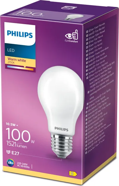 Llambë LED Philips Classic, 10.5W, E27, dritë e ngrohtë - 2